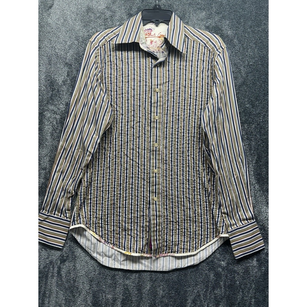 Robert Graham Mens Size S Brown Long Sleeve Seersucker Button Up Shirt (U5)